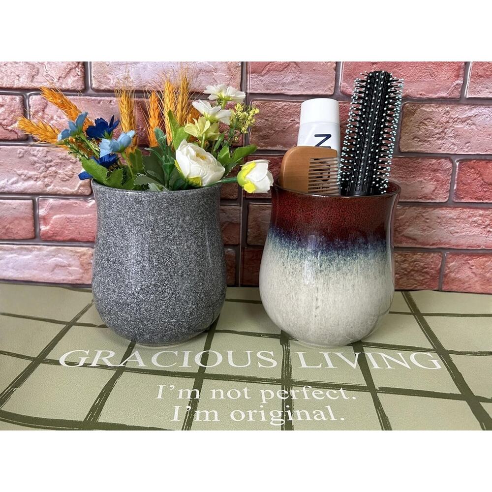 Short Kitchen Utensil Holder for Kitchen Counter, Ceramic Small Utensil Crock & - Picture 4 of 6